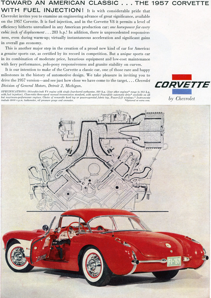 1957 Chevrolet Corvette C1 Fuel Injection Print Advertisement