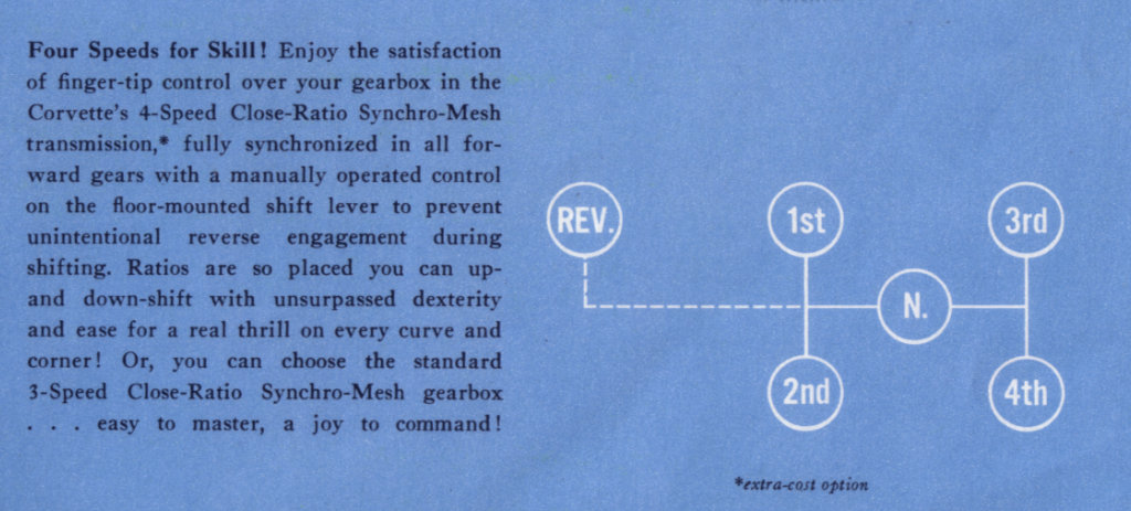1959 Corvette Brochure Manual Shifter Description
