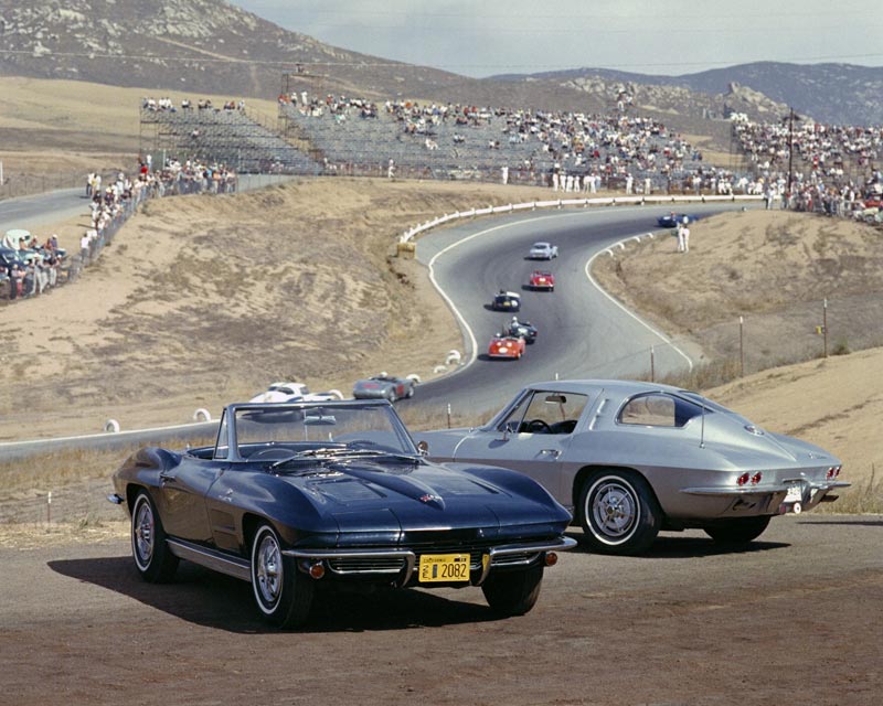 1963 Corvette Coupe and Roadster at Riverside International Raceway