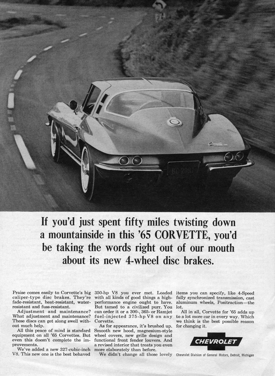 1965 Corvette Coupe Disk Brake Advertisement