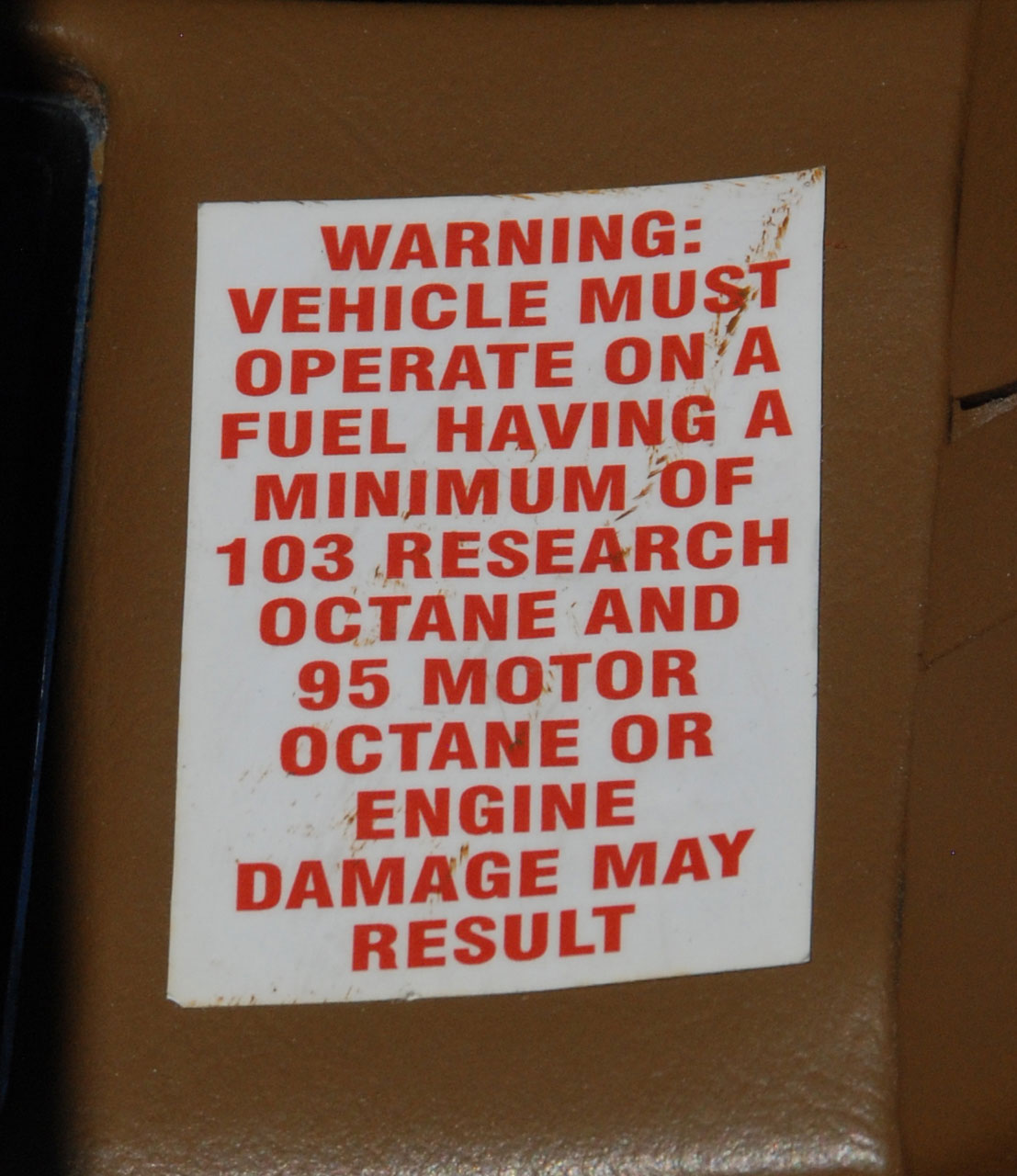 1969 Corvette L88 Engine Warning Label