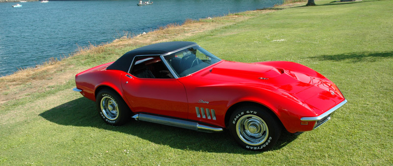 1969 Corvette convertible with vinyl covered hardtop Color: Monza Red