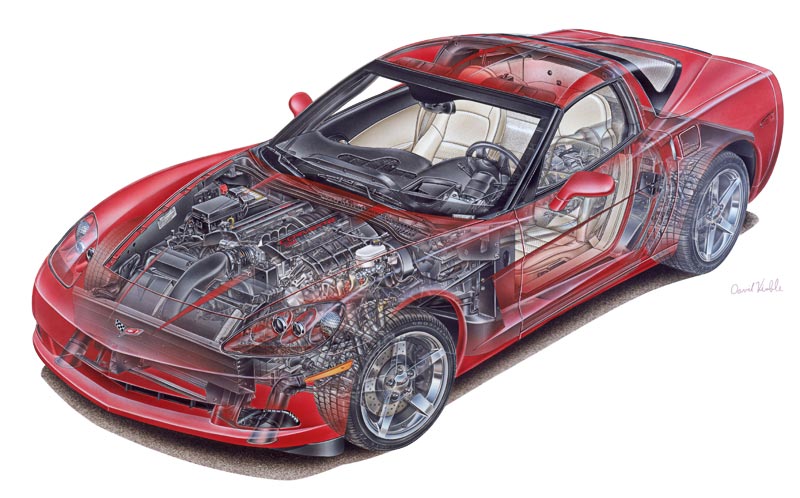 2005 Chevrolet Corvette Cutaway - David Kimble Illustration