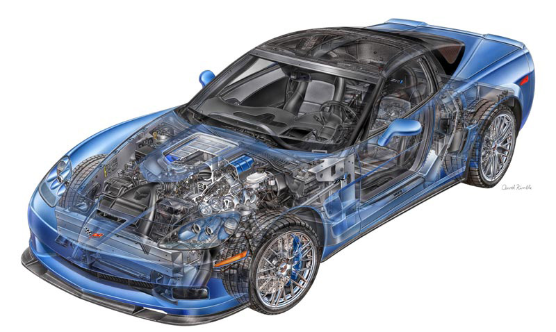 2009 Corvette ZR1 - David Kimble Cutaway Illustration