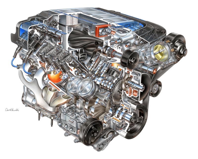 2009 Chevrolet Corvette ZR1 LS9 Engine - David Kimble Cutaway Illustration