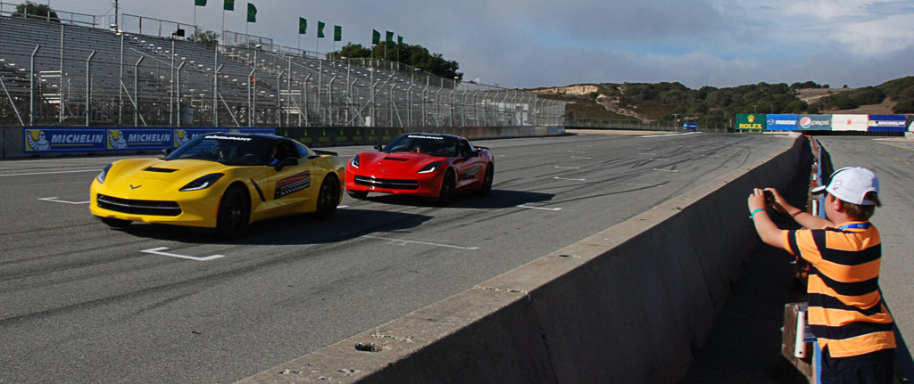 2014 Corvette C7 Demonstration Laps at Laguna Seca Racetrack with Young Photographer
