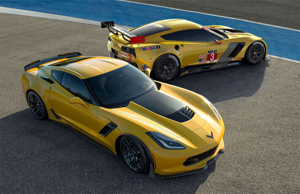 2015 Chevrolet Corvette Z06 and 2014 Corvette C7.R race car