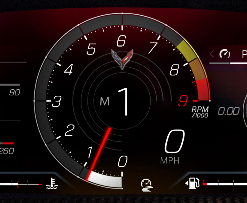 2023 Chevrolet Corvette Z06 Tachometer with 8600 RPM Redline