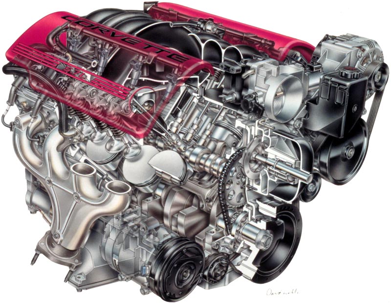 2005 Chevrolet Corvette Z06 LS6 Engine - David Kimble Illustration