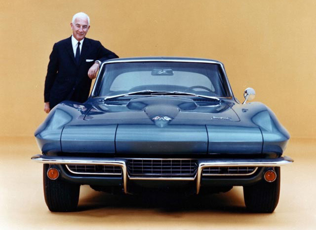 Zora Arkus Duntov With 1966 Chevrolet Corvette Coupe